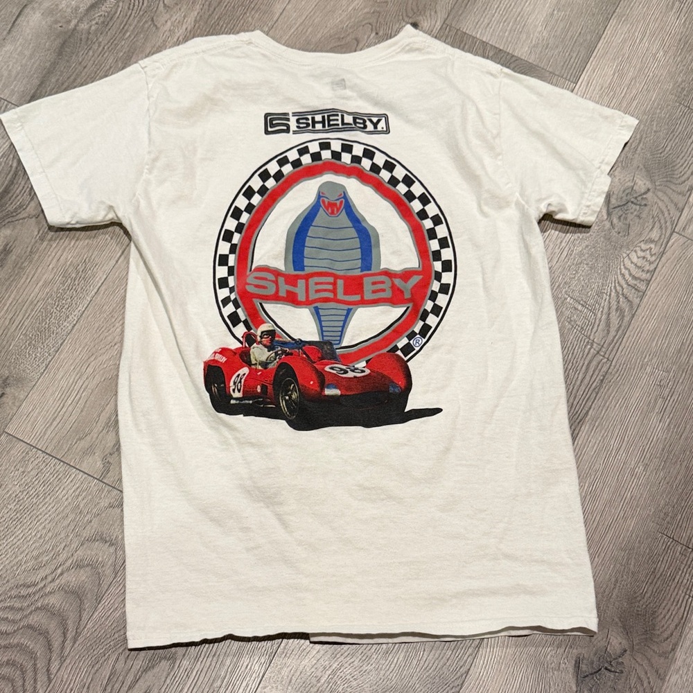 Shelby Cobra Graphic Tee - White with Red & Blue